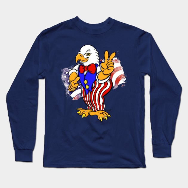 Patriotic Bald Eagle in Uncle Sam Costume Long Sleeve T-Shirt by ScottyGaaDo